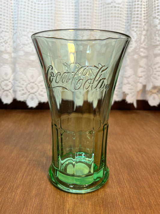 Vintage Flared Libbey Green Coca Cola Cup With Sticker