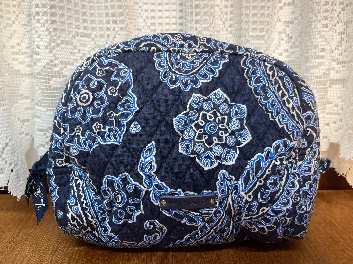 Blue Patterned Vera Bradley Makeup Bag