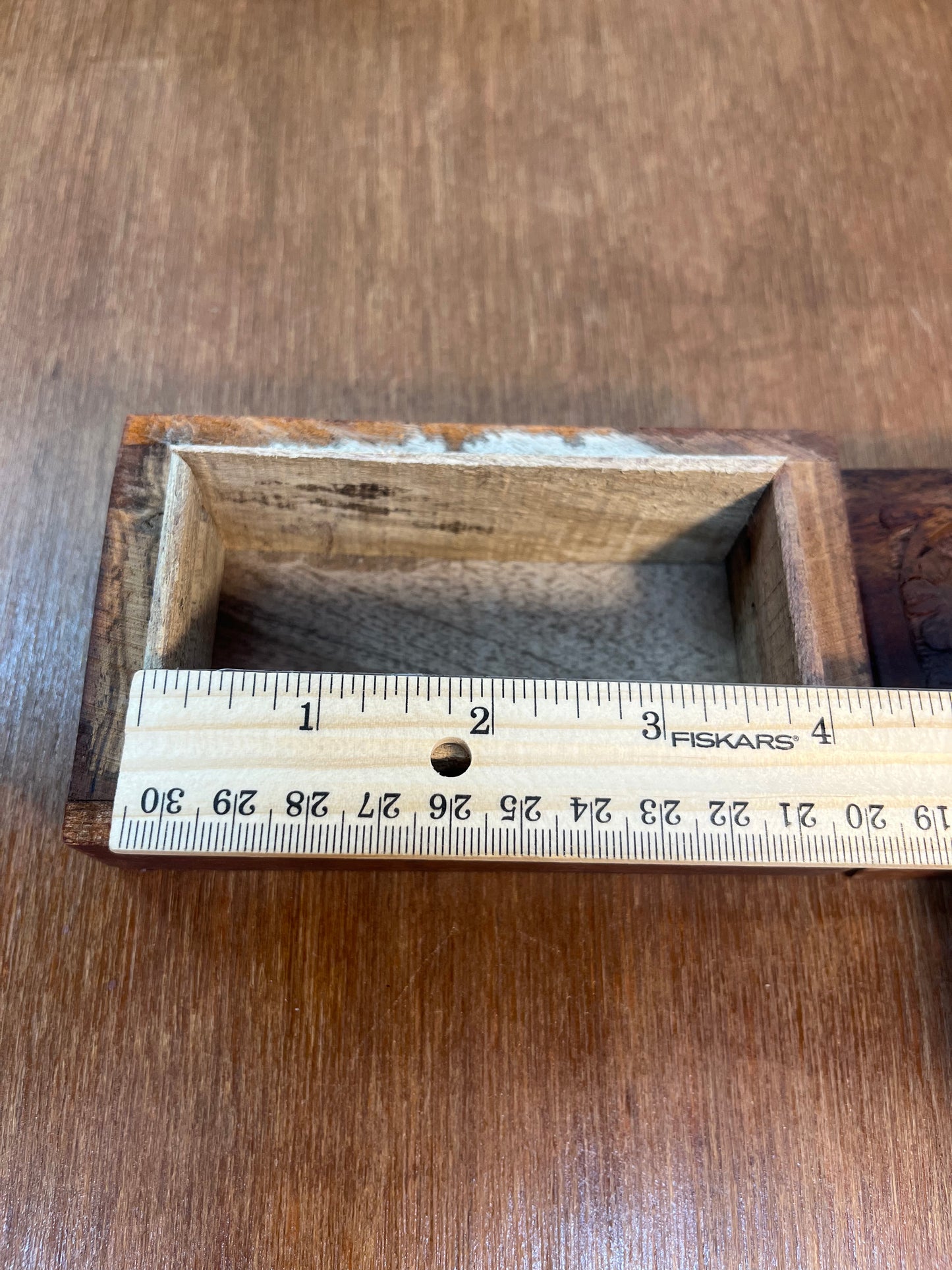 Vintage Hand-Carved Wooden Elephant Trinket Box