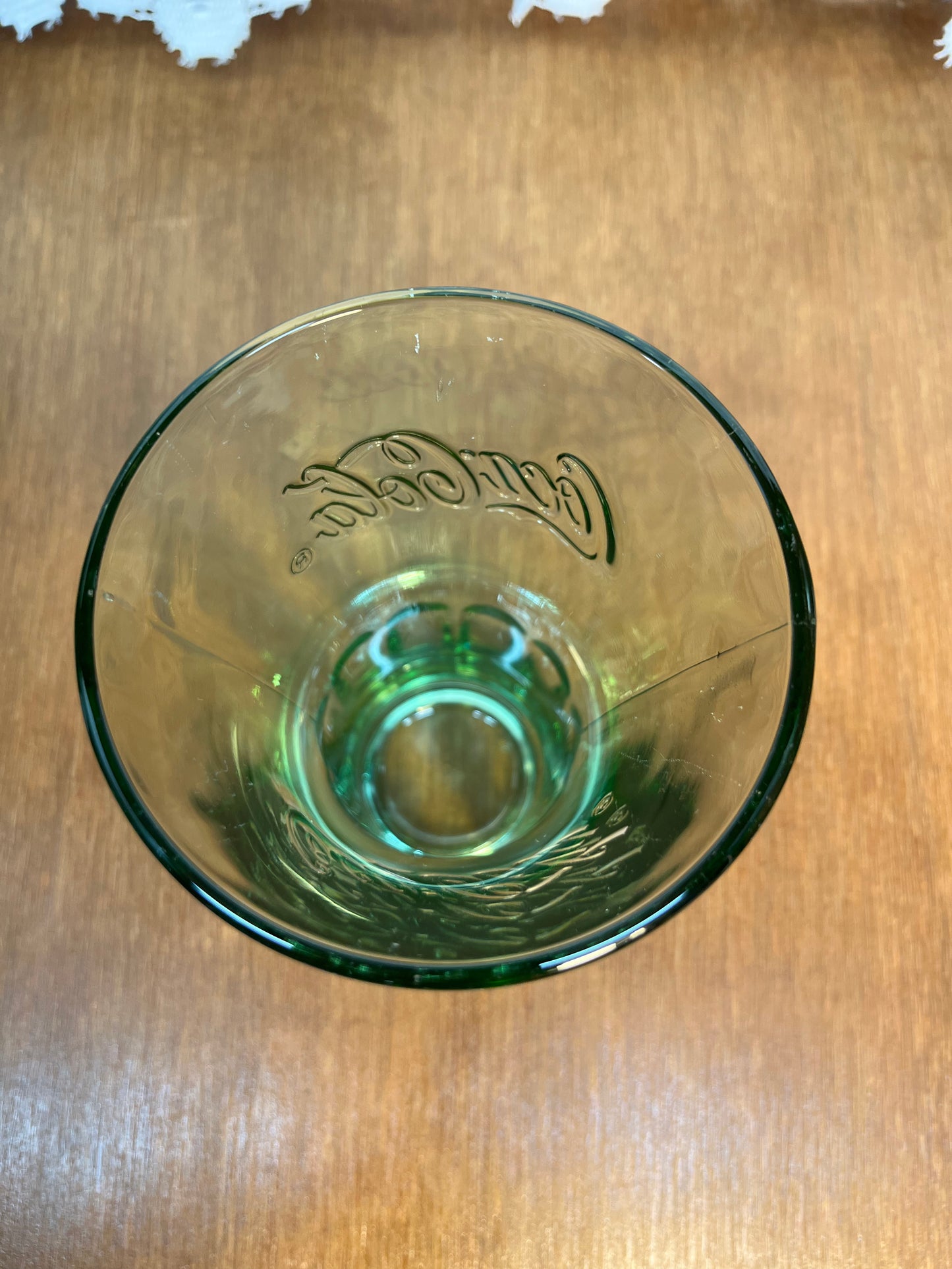 Vintage Green Fluted Top Libbey Coca Cola Glass