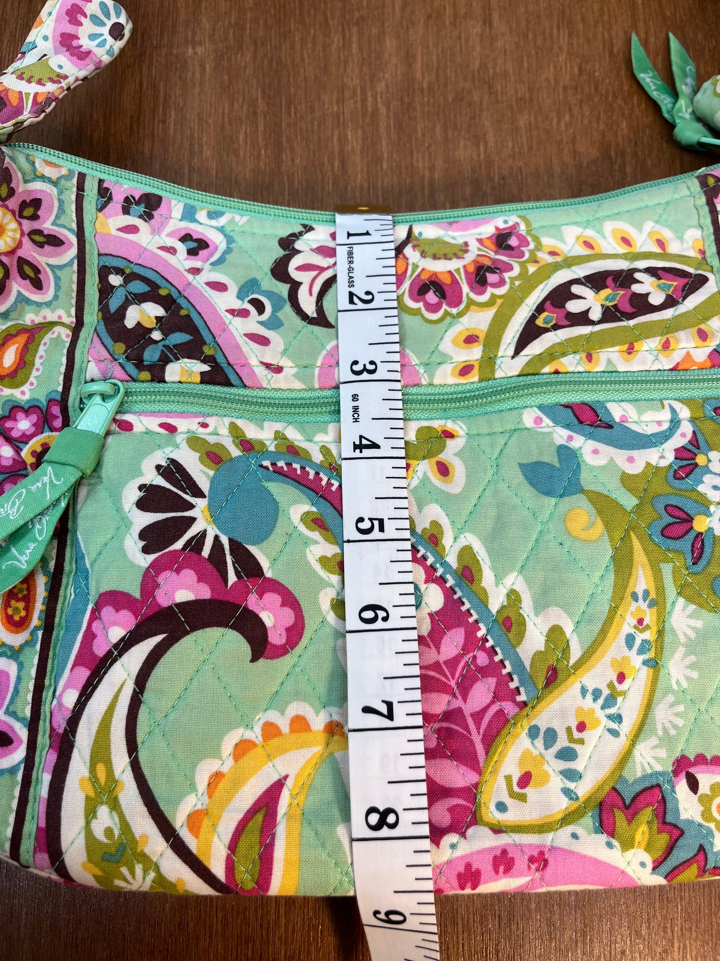 Light Green Quilted Floral Pattern Purse & Wallet