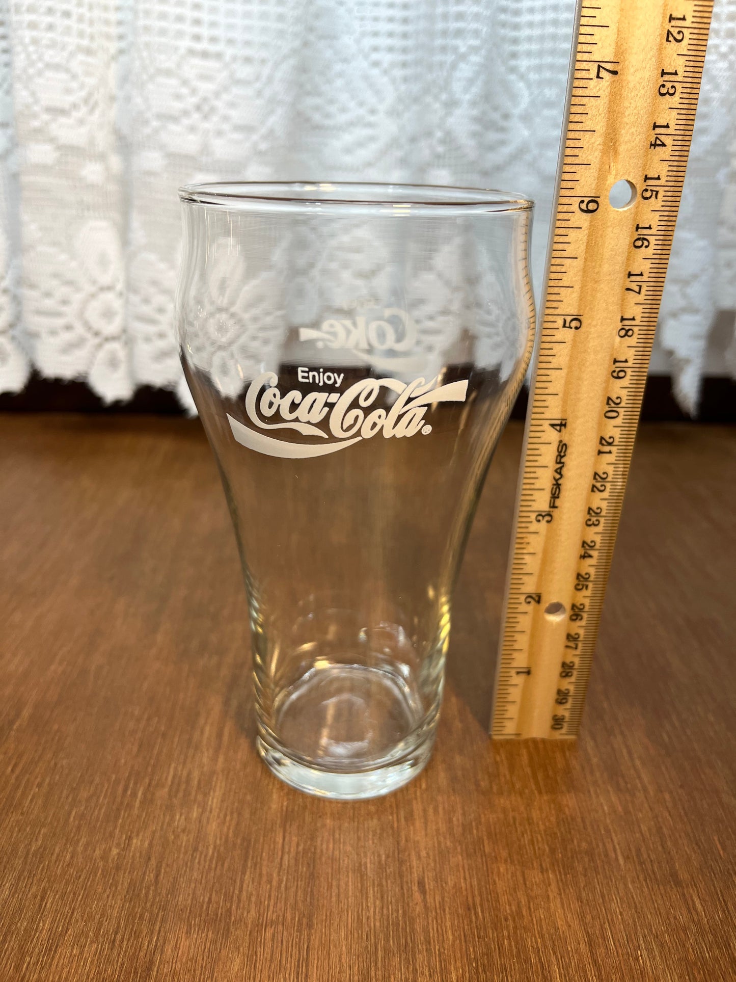 Clear Vintage White Logo Coca Cola Glass