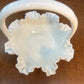 Vintage Milk Glass Fenton Hobnail Basket