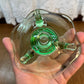 Vintage Set Of Uranium Glass Lotus Candle Holders