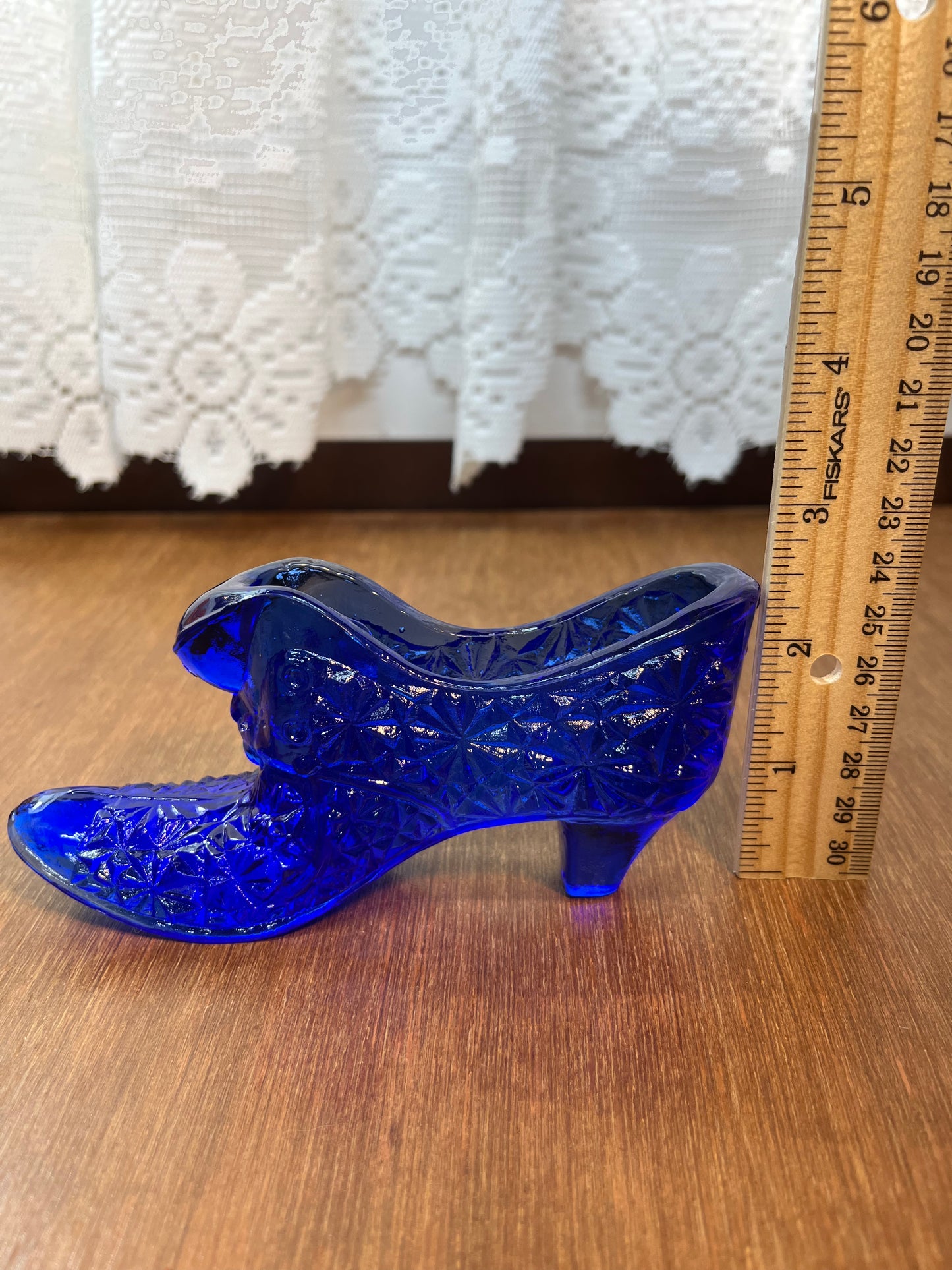 Vintage Cobalt Blue Fenton Art Glass Shoe