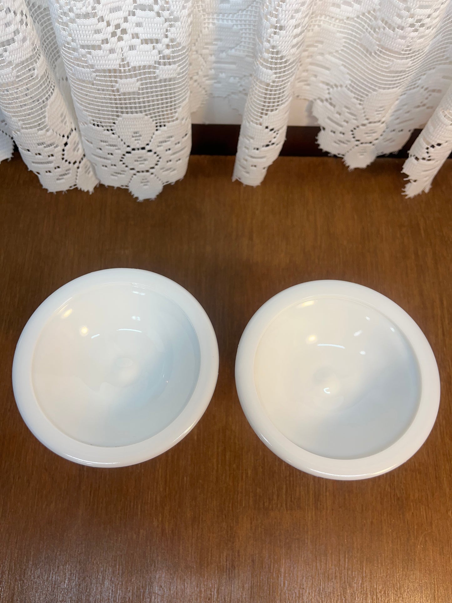 Vintage Milk Glass Hobnail Candle Holder Set