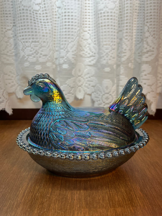 Vintage Indiana Carnival Glass Hen On Nest