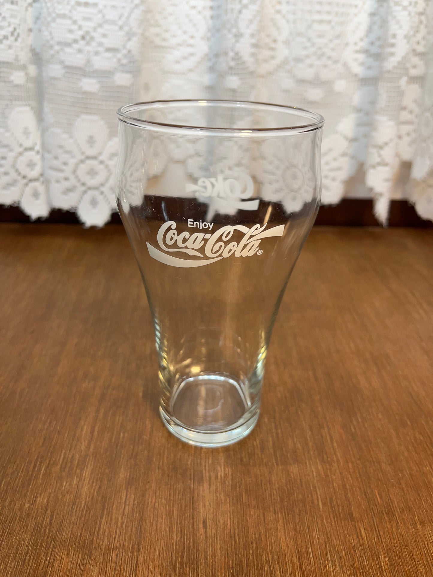 Clear Vintage White Logo Coca Cola Glass