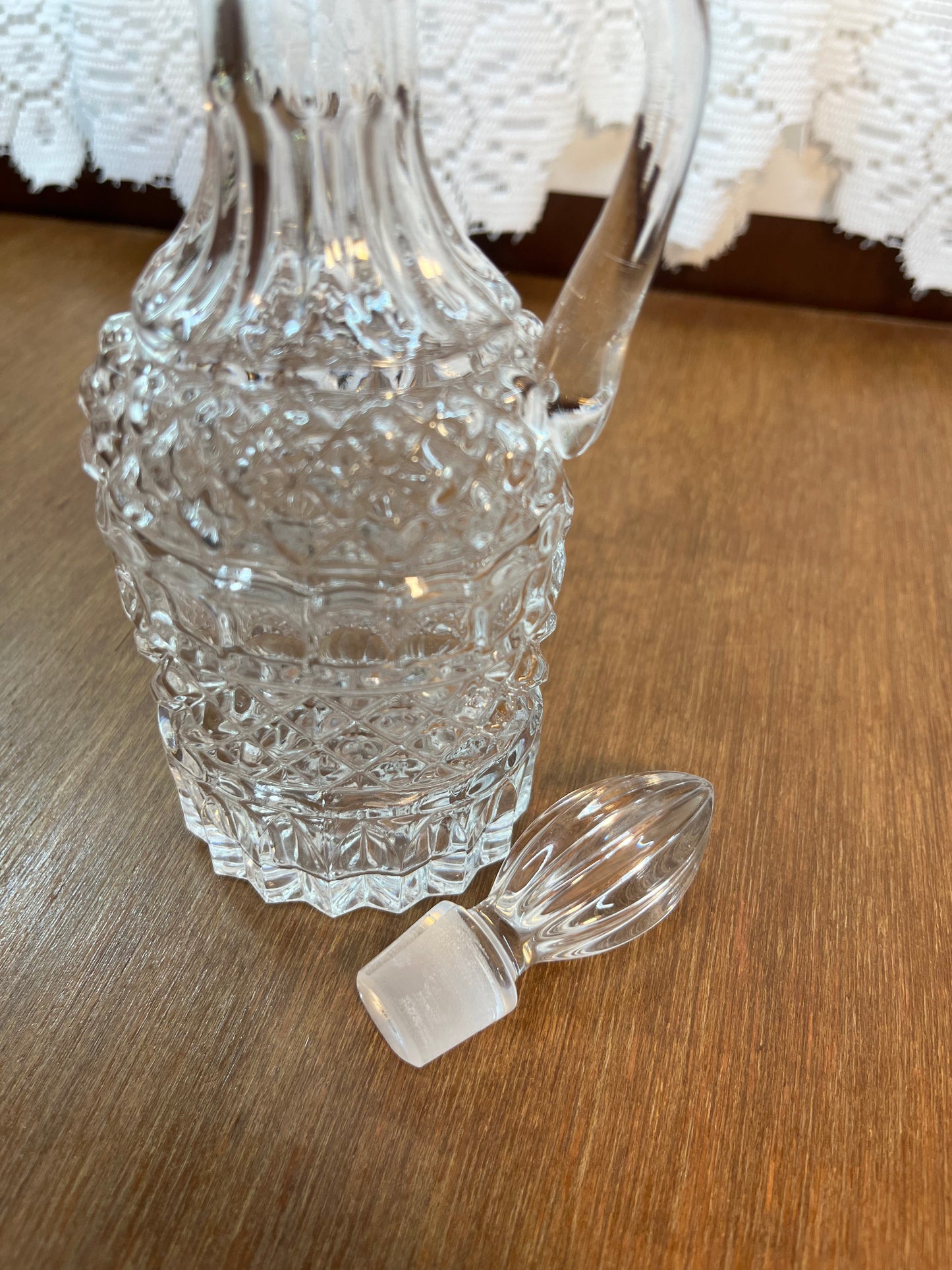 Vintage Clear Diamond Oil/Vinegar Cruet Bottle