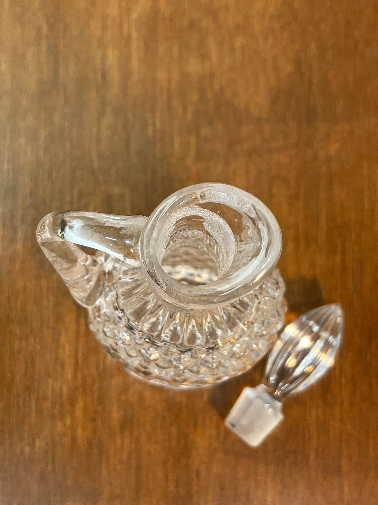 Vintage Clear Diamond Oil/Vinegar Cruet Bottle