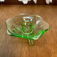 Vintage Set Of Uranium Glass Lotus Candle Holders