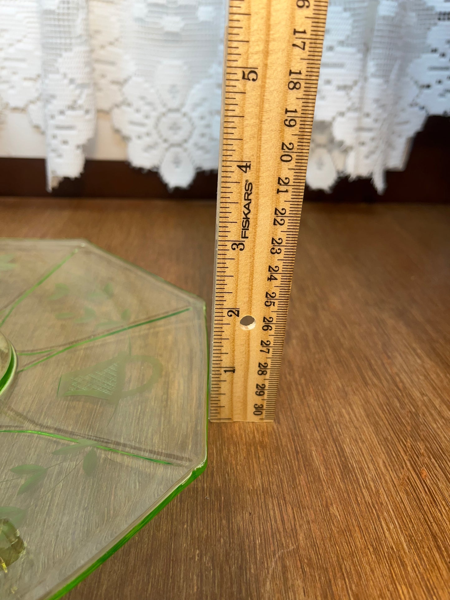 Vintage Uranium Floral/Basket Etched Octagon Tray