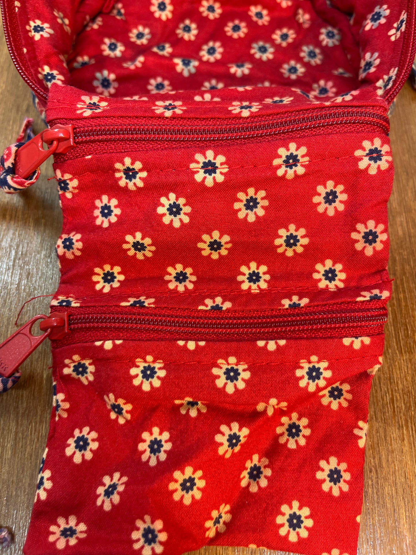 Red Floral Pattern Small Cosmetic Bag