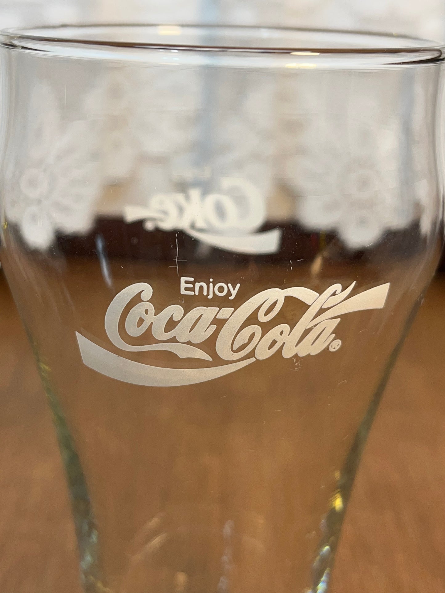 Vintage White Logo Coca Cola Glass