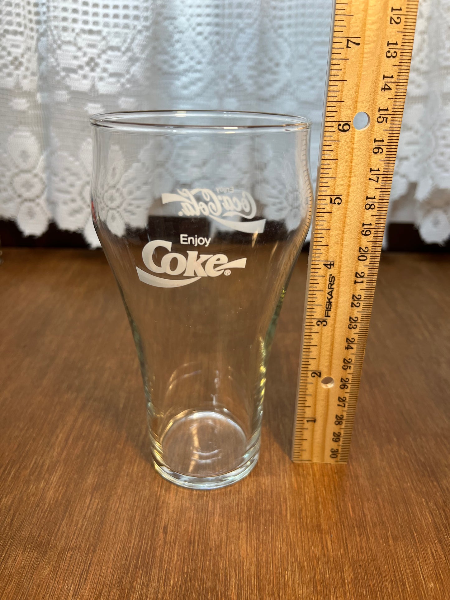 Vintage White Logo Coca Cola Glass