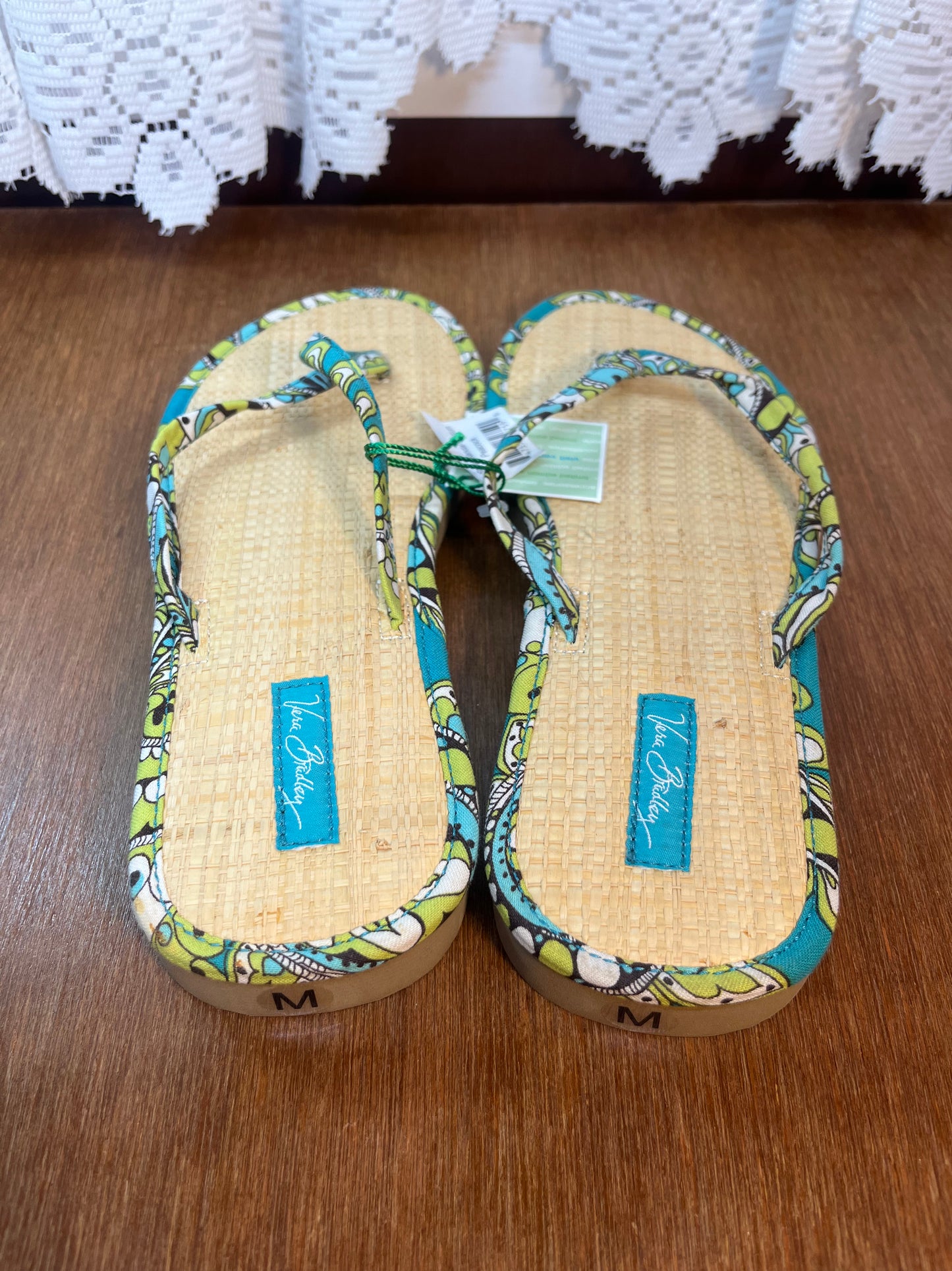 Straw Peacock Vera Bradley Size Medium Flip Flops