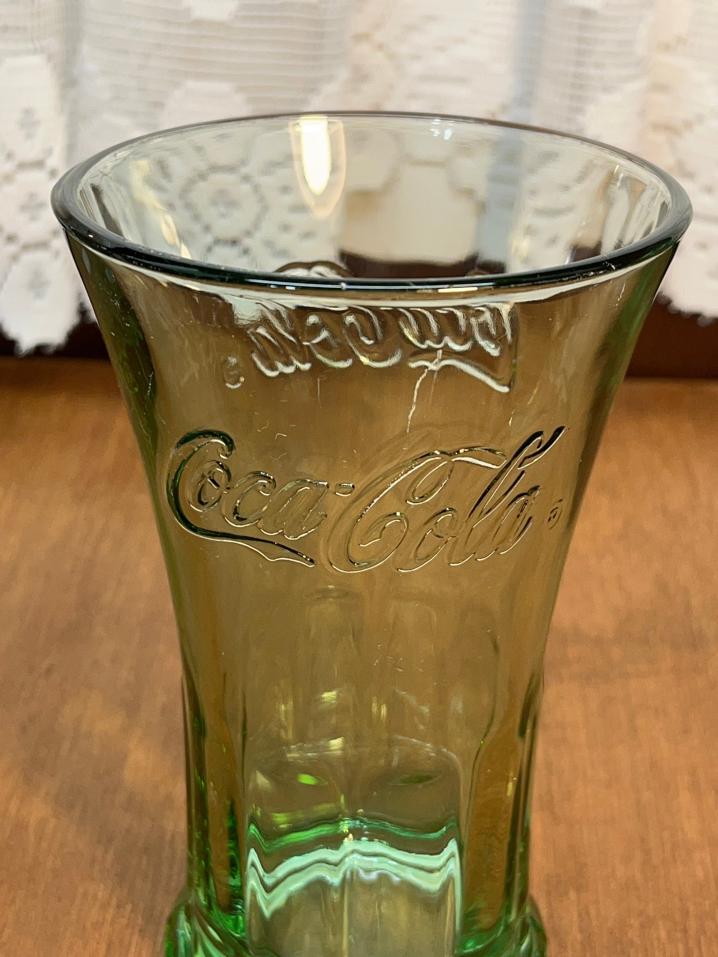 Vintage Green Fluted Top Libbey Coca Cola Glass