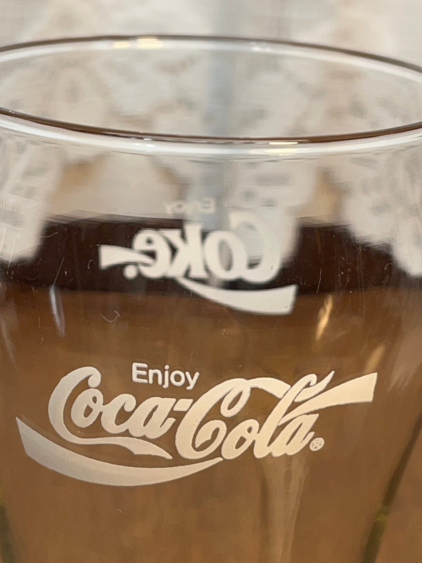 Clear Vintage White Logo Coca Cola Glass