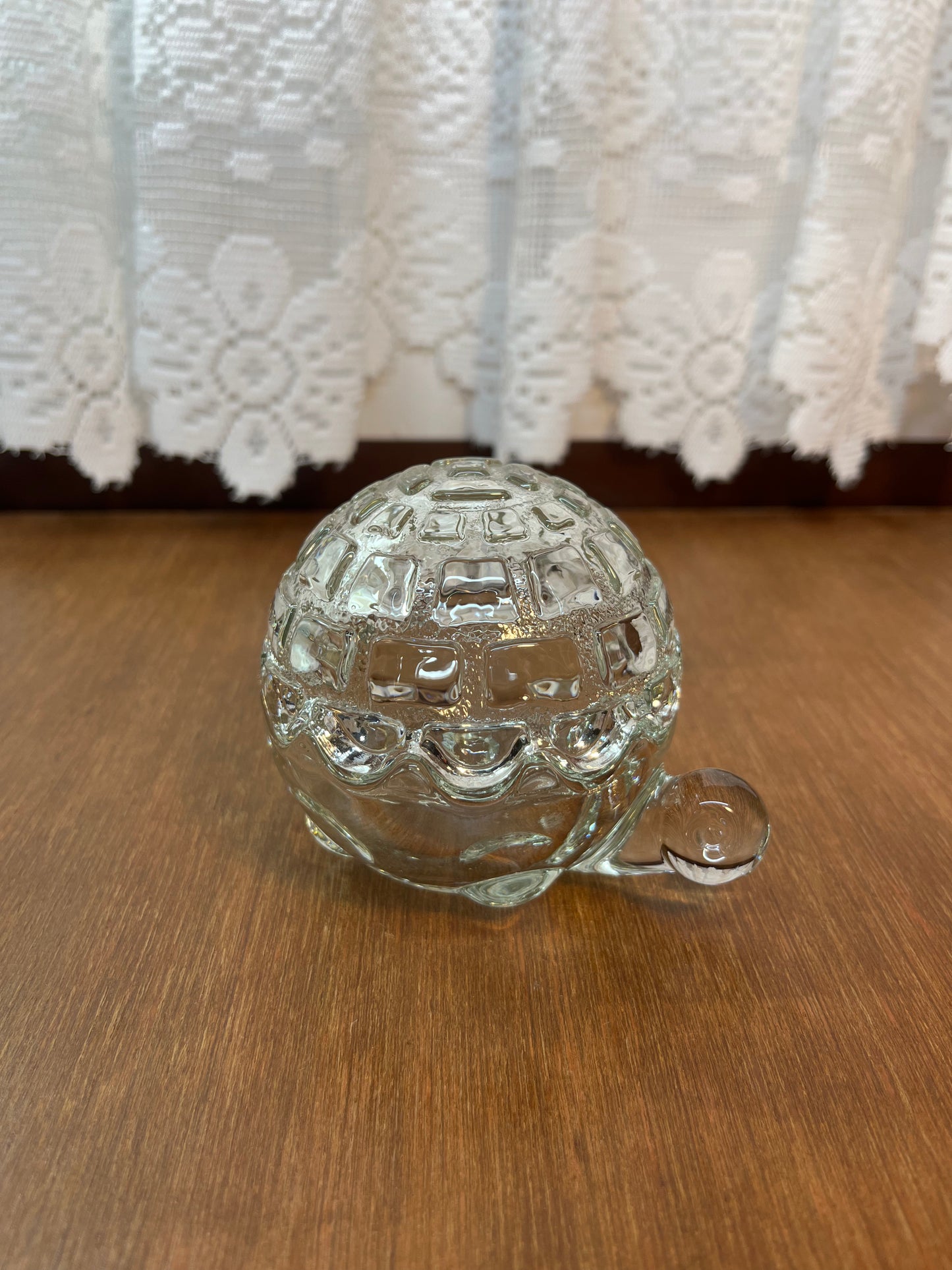 Vintage Glass Turtle Anchor Hocking Trinket Box