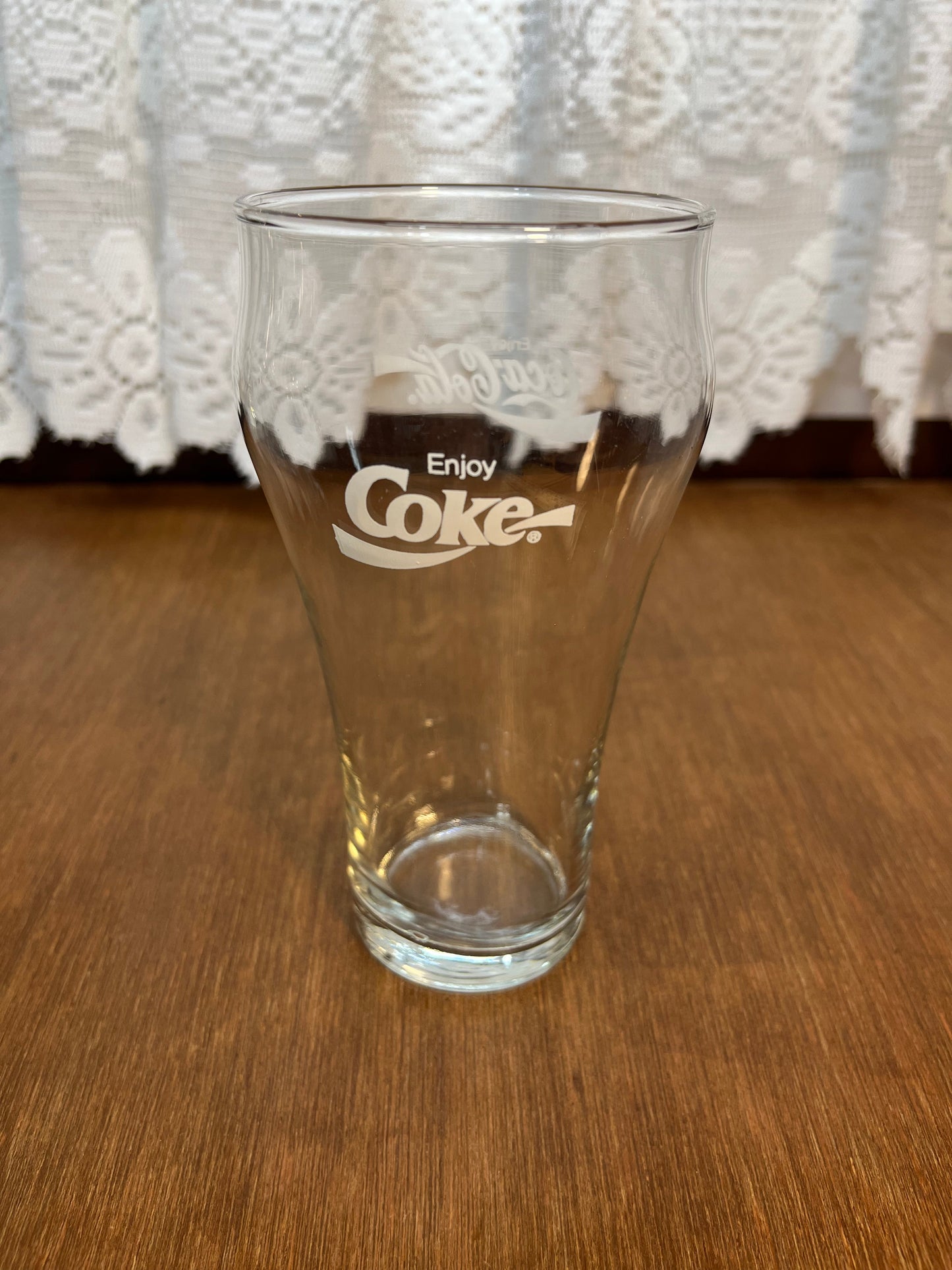 Clear Vintage White Logo Coca Cola Glass