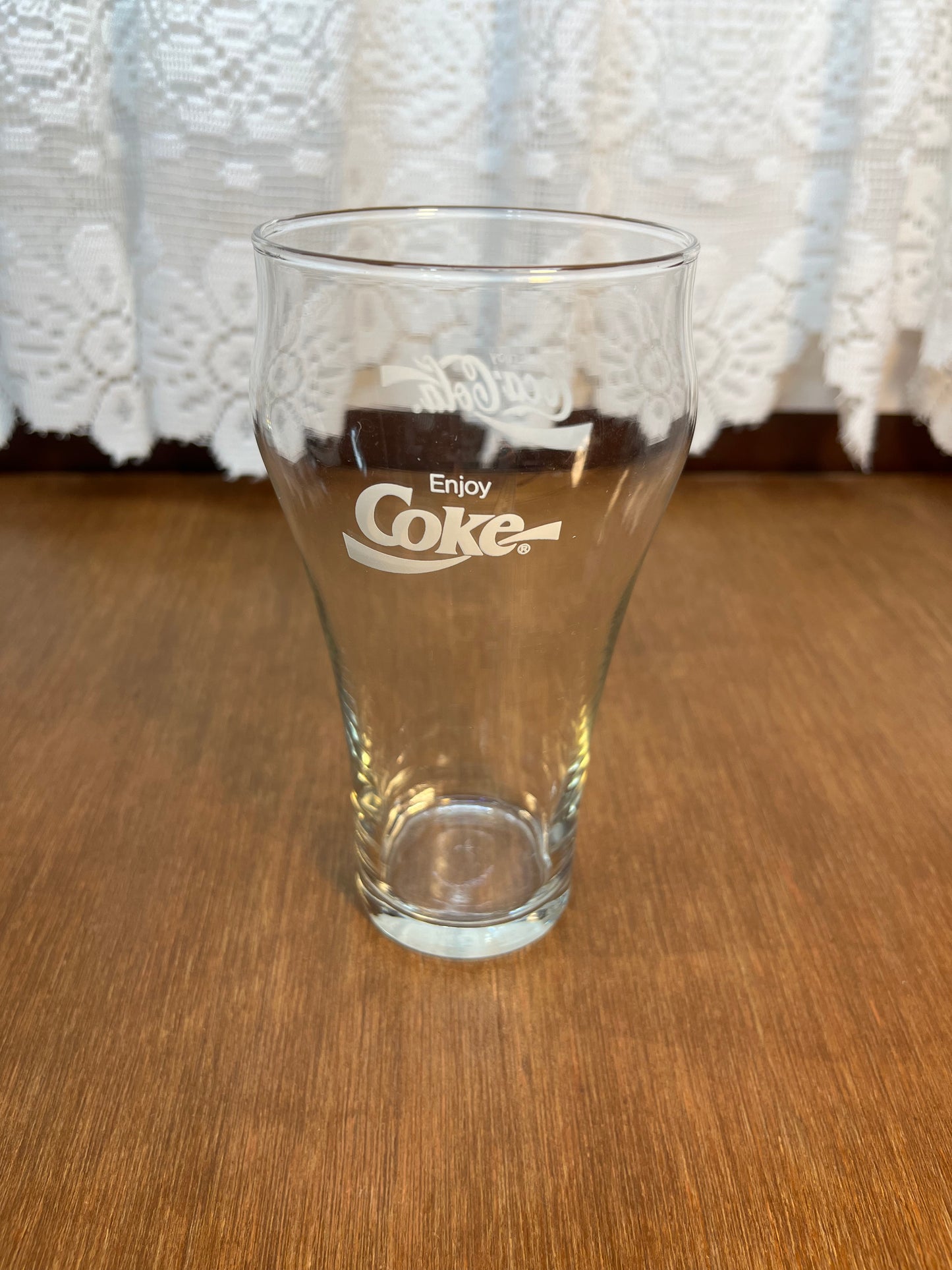 Clear Vintage White Logo Coca Cola Glass