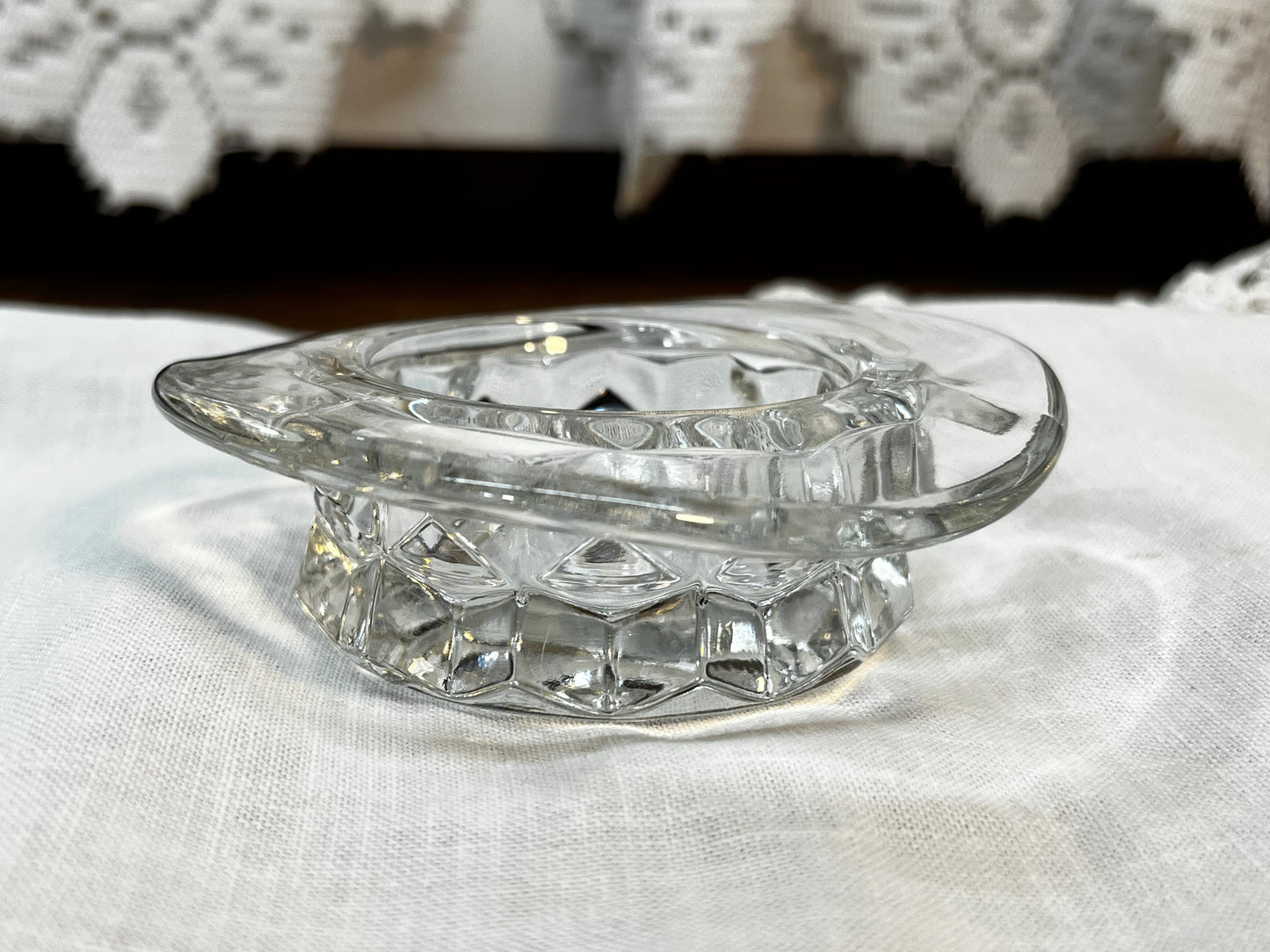 Vintage Clear Art Glass Top Hat Dish