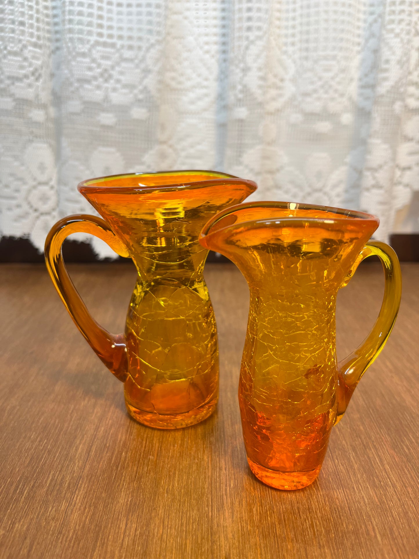 Vintage Miniature Amberina Crackled Pitcher’s