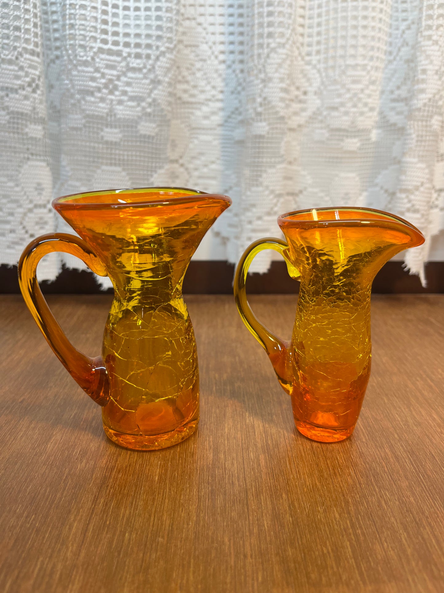 Vintage Miniature Amberina Crackled Pitcher’s