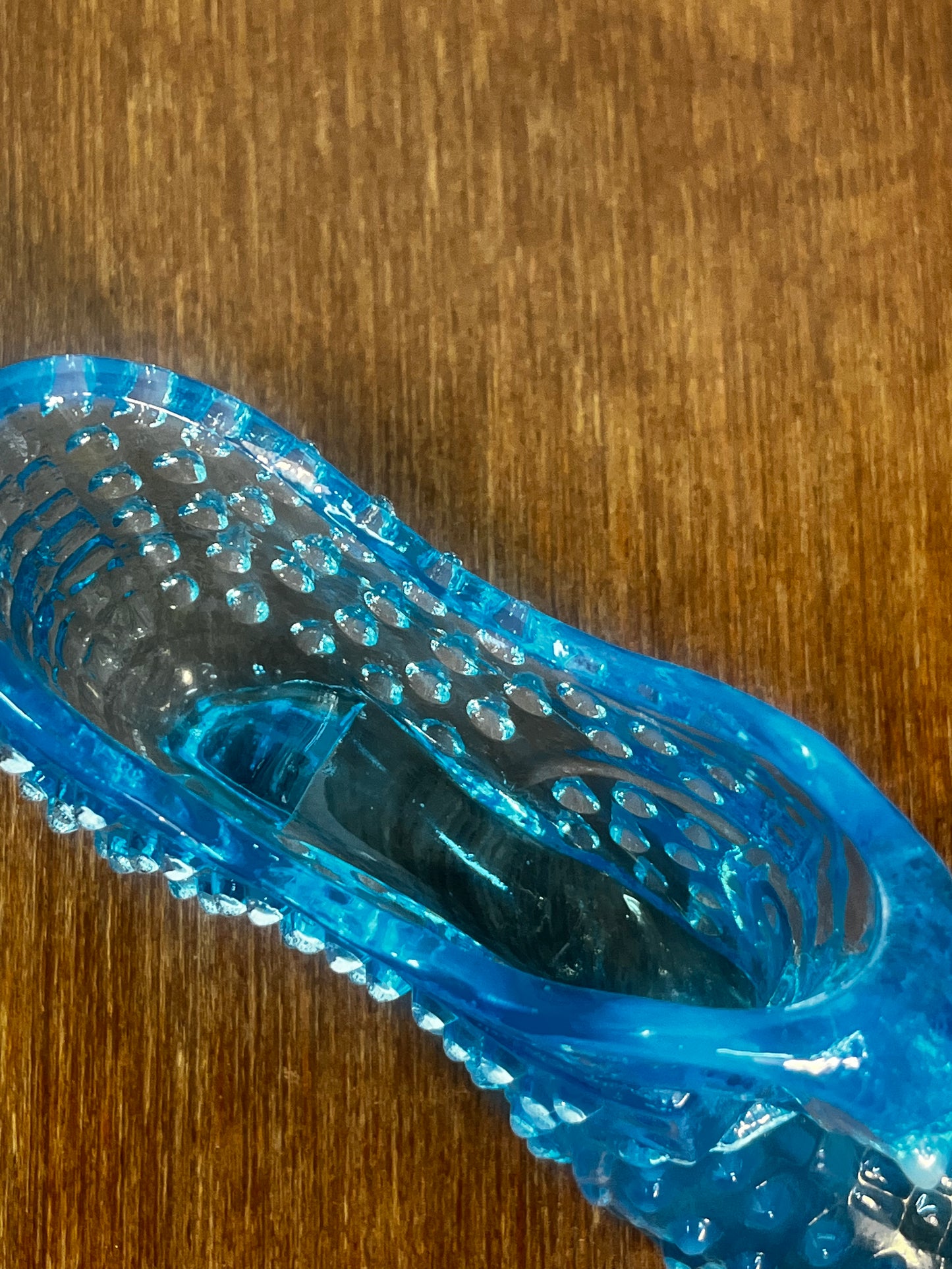 Vintage Aqua Fenton Hobnail Art Glass Shoe