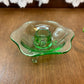 Vintage Set Of Uranium Glass Lotus Candle Holders