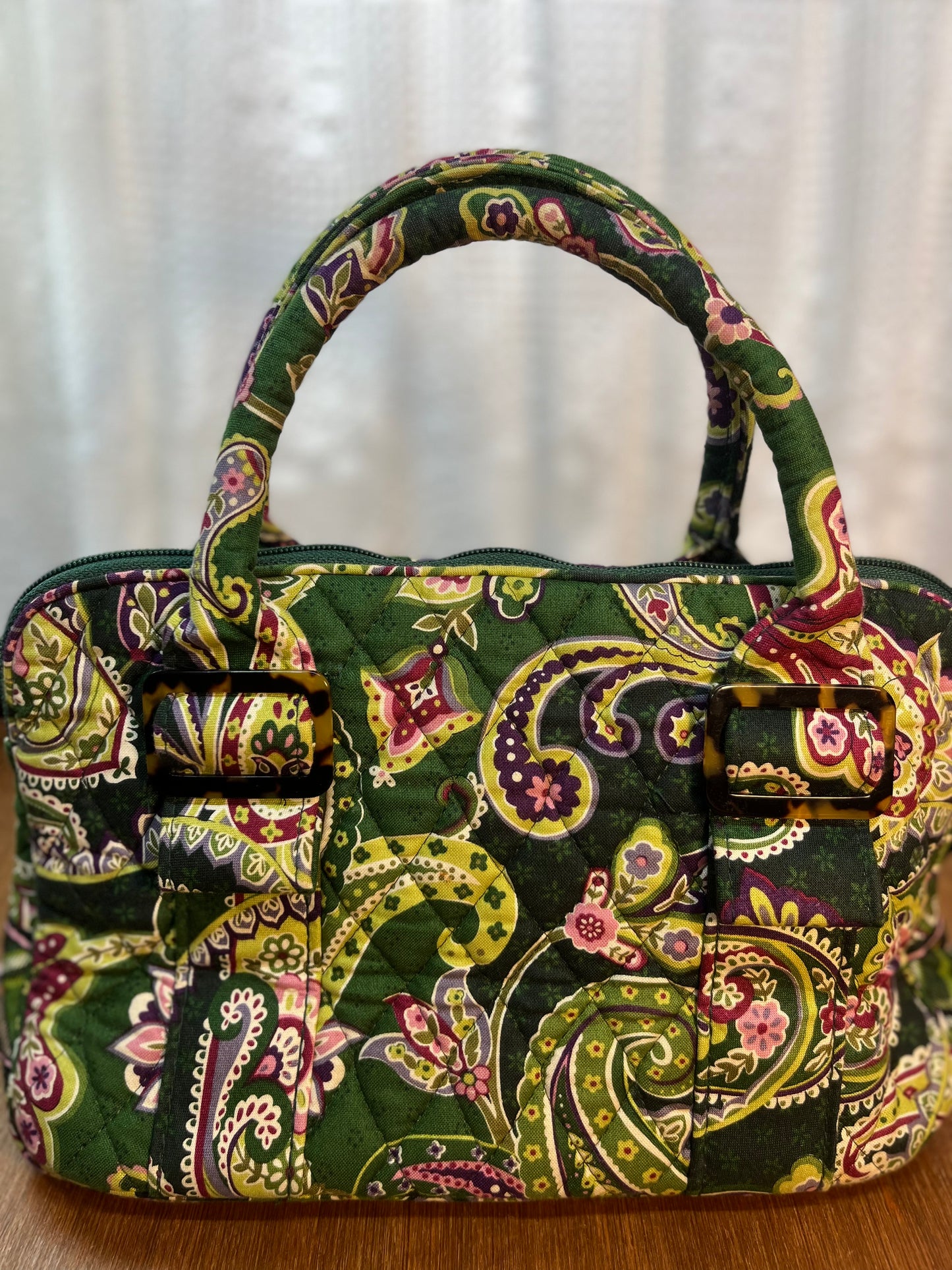 Green Paisley Floral Pattern Vera Bradley Duffle Hang Bag