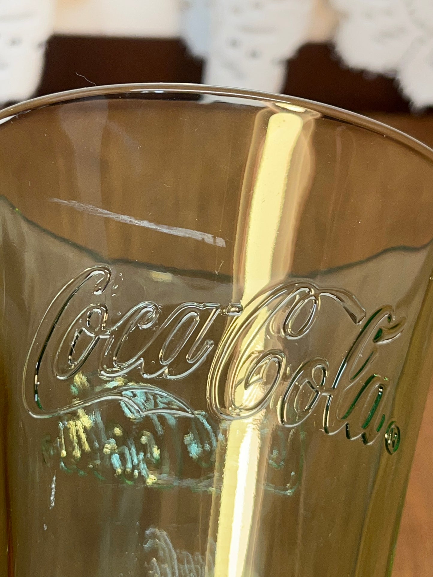 Vintage Flared Libbey Green Coca Cola Cup With Sticker