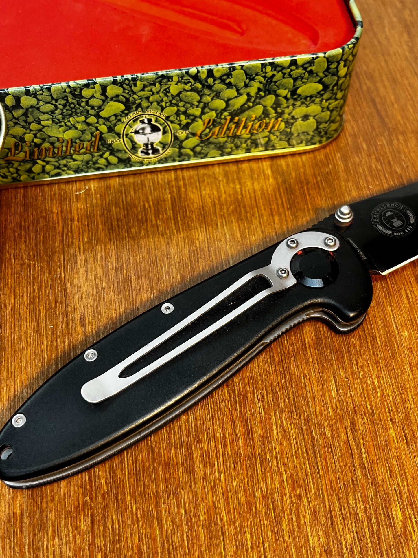 Limited Edition Coleman Pocket Knife In Fishing Tin