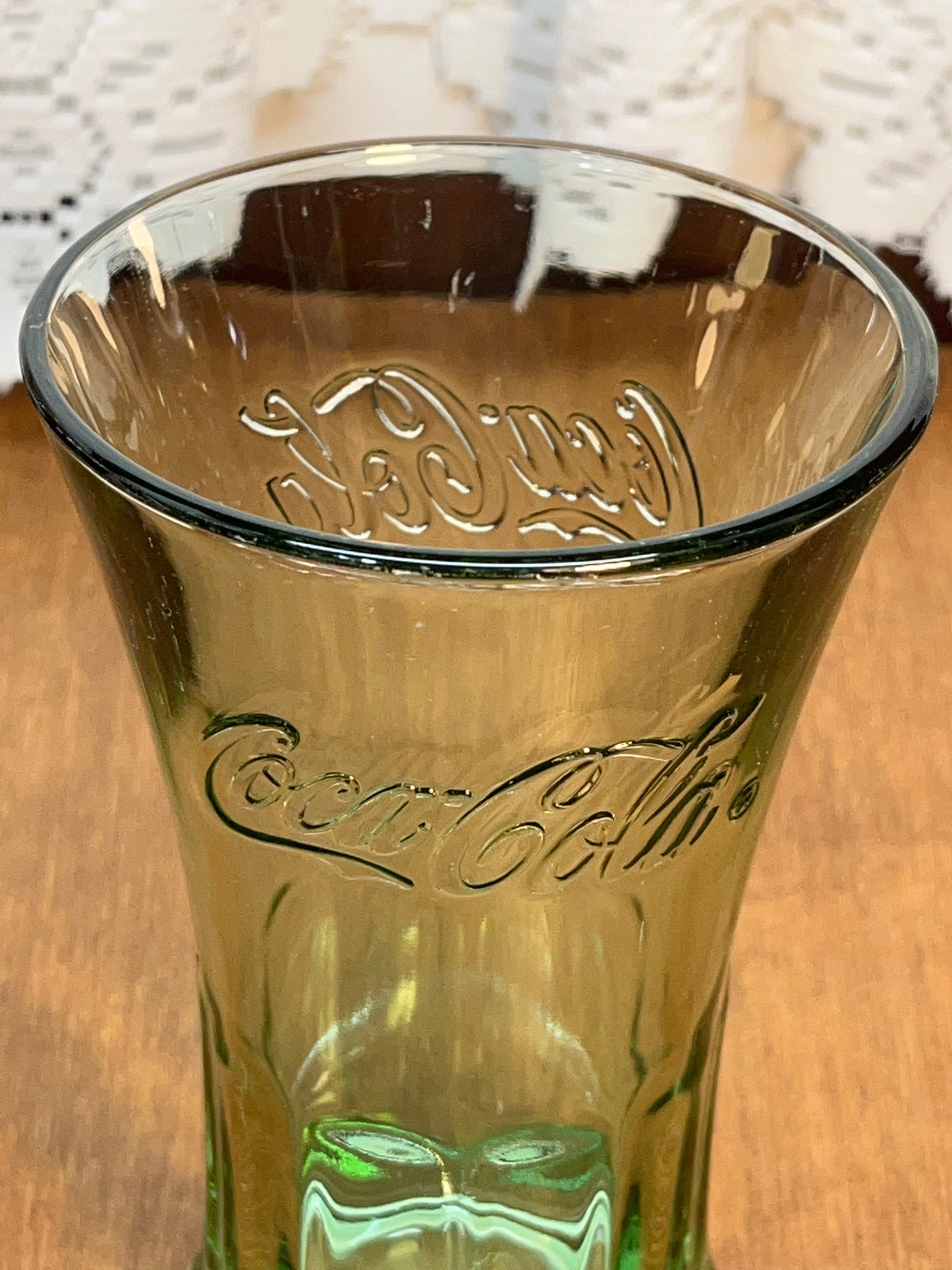 Vintage Green Fluted Top Libbey Coca Cola Glass