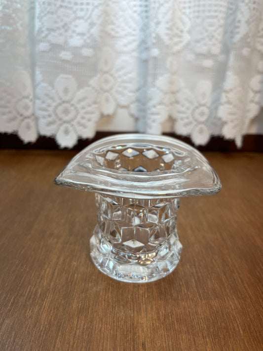 Vintage Clear Diamond Pattern Art Glass Hat