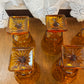 Eight Vintage Amber Indiana Glass Colony Park Lane Drinking Glasses