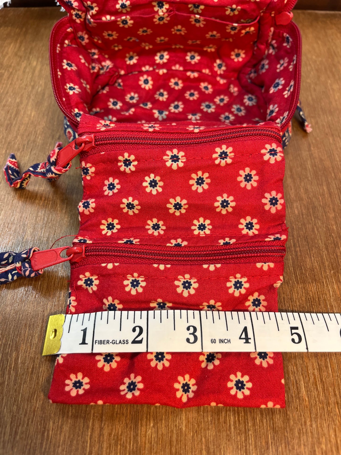 Red Floral Pattern Small Cosmetic Bag