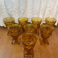 Eight Vintage Amber Indiana Glass Colony Park Lane Drinking Glasses