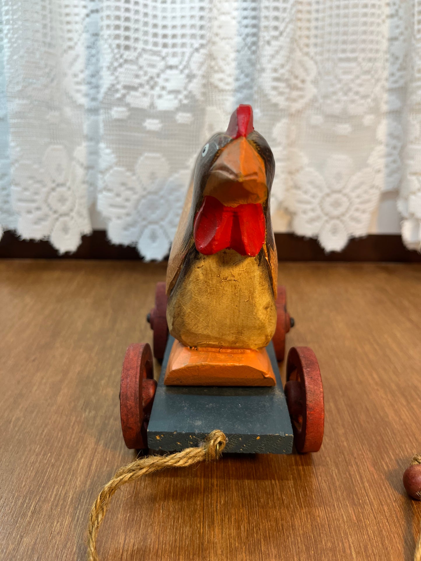 Vintage Wooden Rolling Chicken Toy