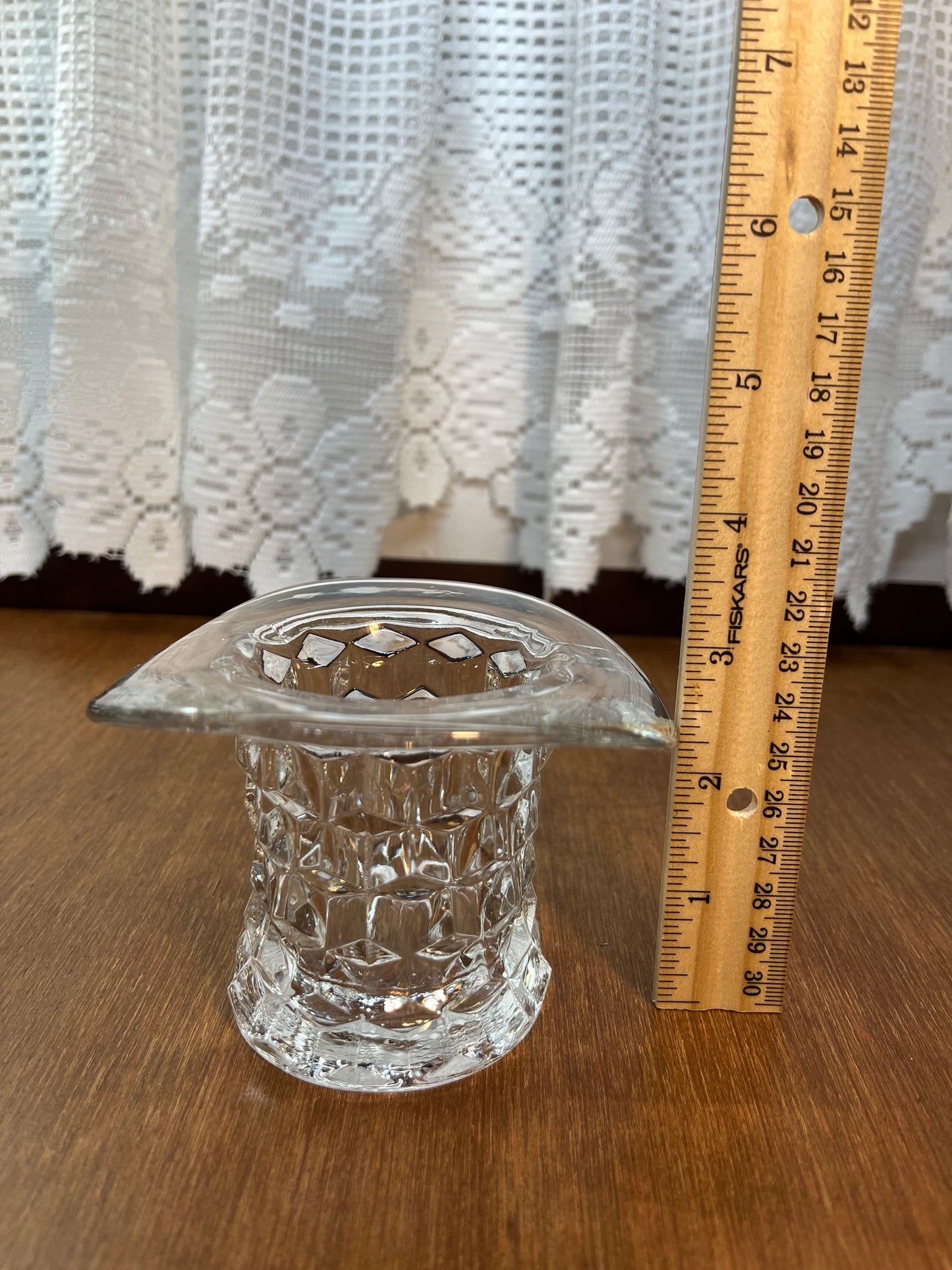 Vintage Clear Diamond Pattern Art Glass Hat