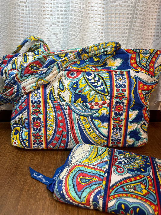 Bright & Colorful Vera Bradley Marina Paisley Shoulder Bag & Wallet