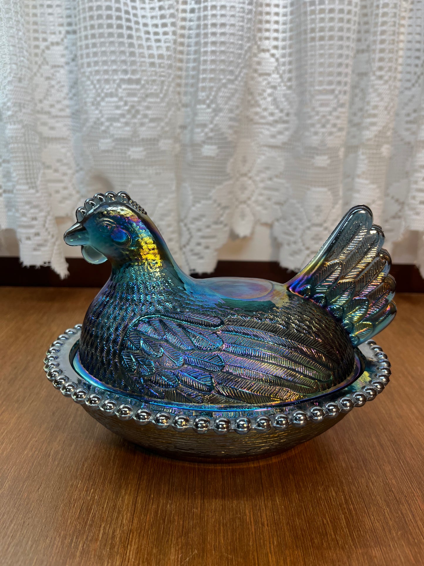 Vintage Indiana Carnival Glass Hen On Nest