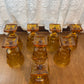 Eight Vintage Amber Indiana Glass Colony Park Lane Drinking Glasses