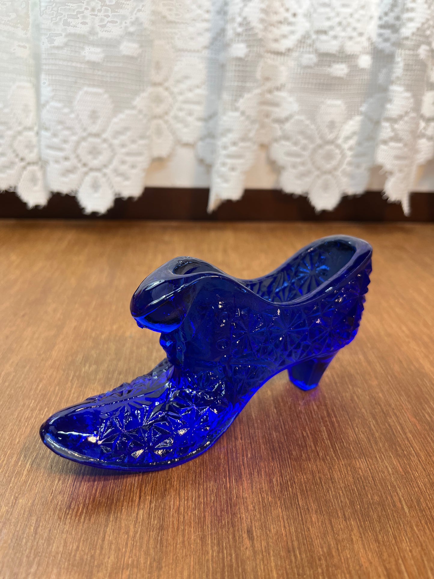 Vintage Cobalt Blue Fenton Art Glass Shoe