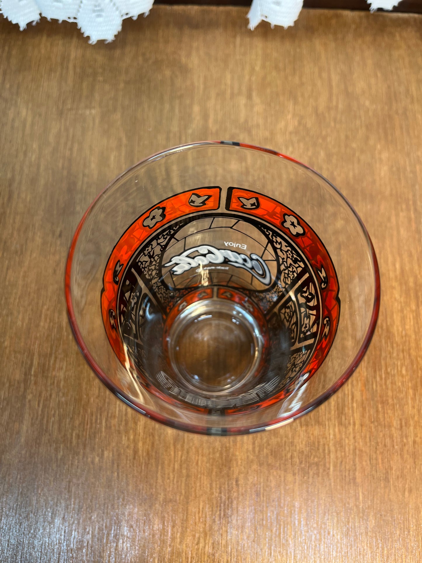 Vintage Flared Tiffany Style Red and Black Coca Cola Glass