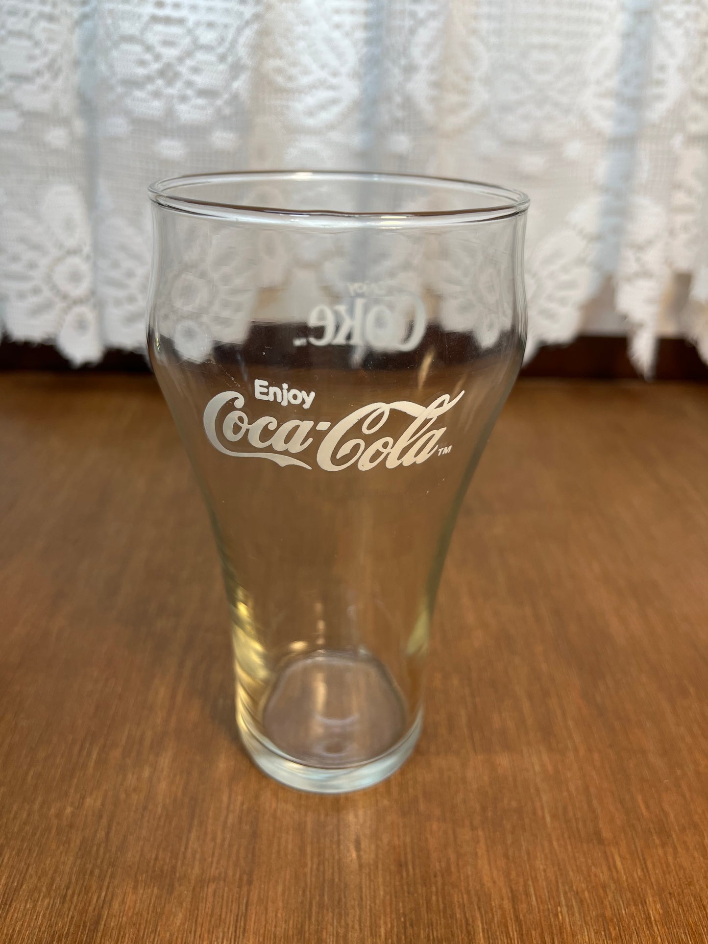 Clear Vintage White Logo  Coca Cola Glass