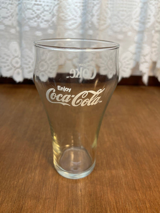 Clear Vintage White Logo  Coca Cola Glass