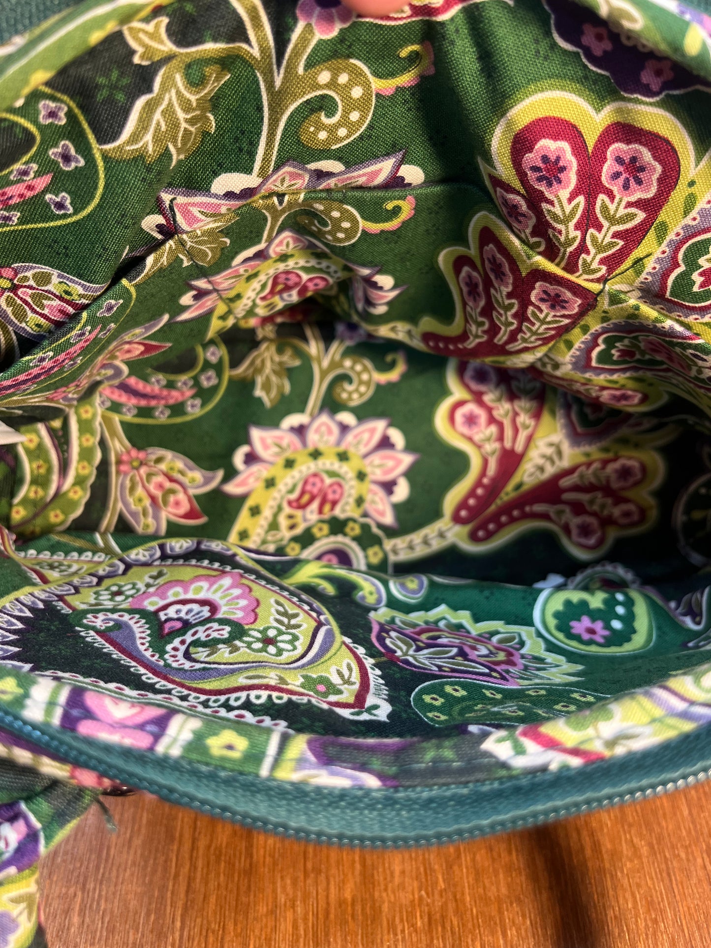 Green Paisley Floral Pattern Vera Bradley Duffle Hang Bag