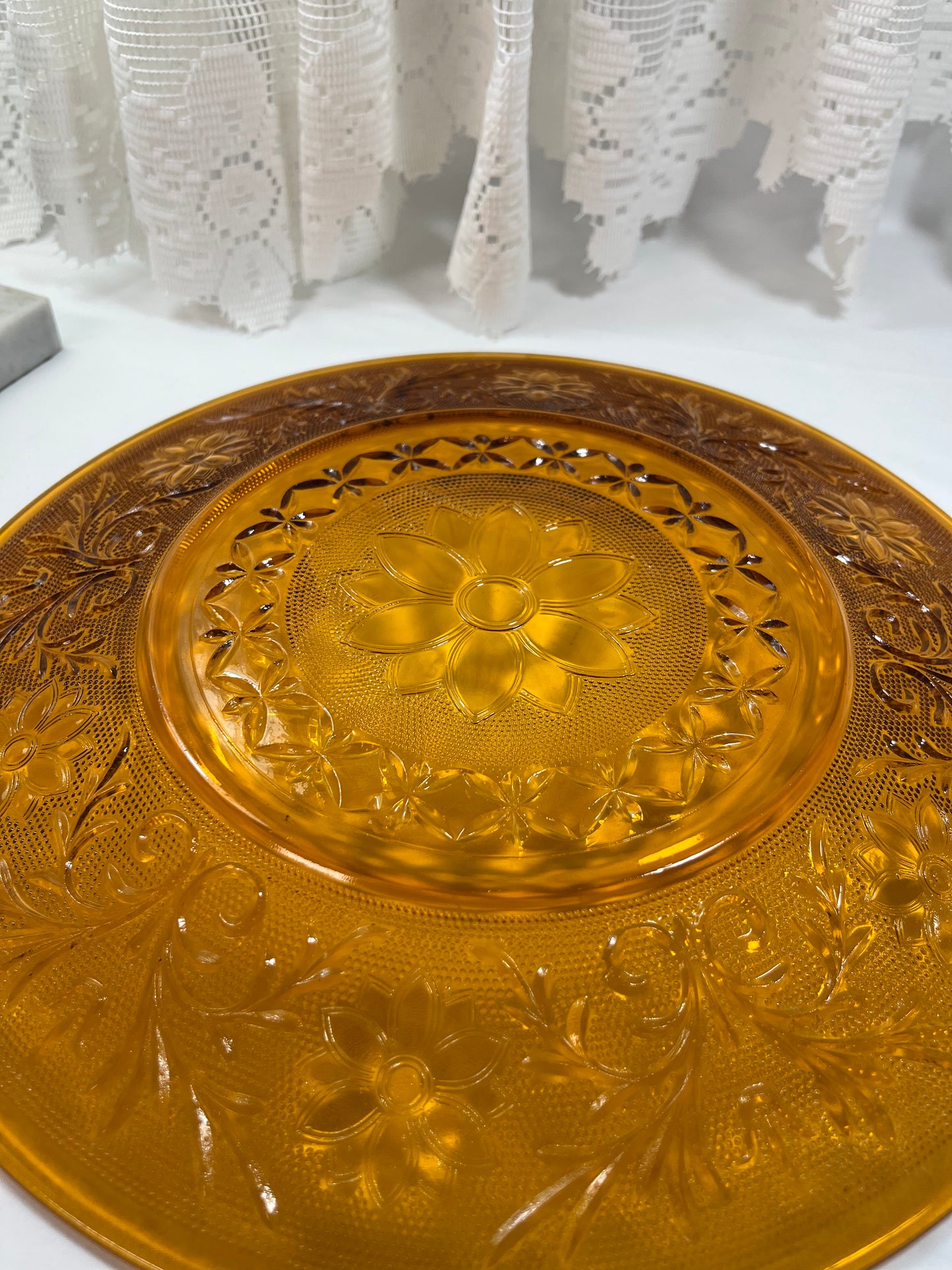 Vintage Amber Tiara Sandwich Glass Plate