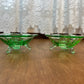 Vintage Set Of Uranium Glass Lotus Candle Holders